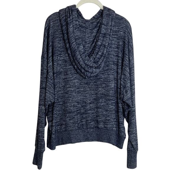 Gap Womens Hoodie Sweater Large Navy Blue Gray Marled Knit Pullover Long Sleeve - Picture 3 of 5